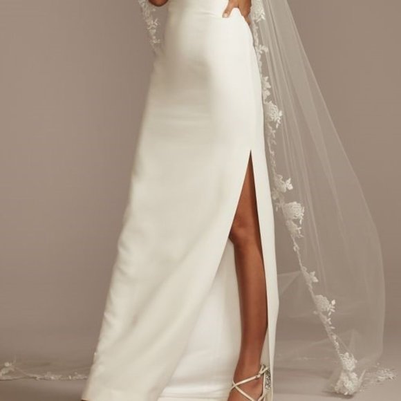 Ivory Embroidered Beaded Floral Scroll Cathedral Veil NWT - Picture 8 of 9